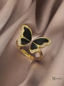 1 szt. Regulowany pierścień w kształcie litery H, materiał miedziany, letnie akcesoria damskie, moda, odpowiedni na codzienne randki, wakacje, wesela, imprezy, walentynki, festiwale damskie, urodziny, rocznice, plaża, prezenty wielkanocne, obrączki ślubne, akcesoria na bal