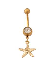 1 Pc Sea Life Starfish Shell Belly Ring Summer Beach Style Navel Rings Sea Side Beachy Body Jewelry Boho Accessories For Women