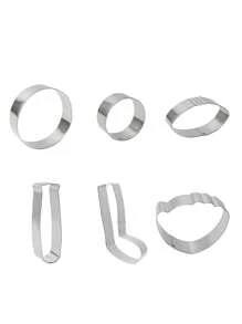 6 件套不锈钢足球、橄榄球、高尔夫球杆饼干模具、烘焙工具、厨房用具、DIY 烘焙专用品、运动主题烘焙饼干印章 - 彩色 - 查看 3