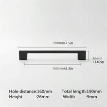 1 pieza Manijas simples de gabinete de cocina, perillas de cajón y tiradores de puerta de armario de aleación de aluminio cepillado negro para muebles