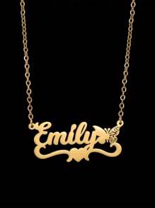 Customized Name Necklace, Heart-Shaped And Butterfly Pendant - Elegant Stainless Steel Collarbone Chain, Suitable For Birthdays And Anniversaries