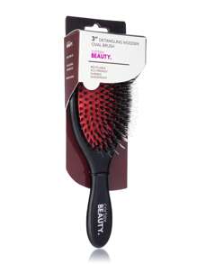 3" Detangling Wooden Oval Brush | Black Wood - 黑色 - 查看 1