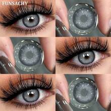FUNSACHY 1 对韩国蓝色隐形眼镜时尚彩色隐形眼镜灰色瞳孔棕色隐形眼镜年度彩色镜片