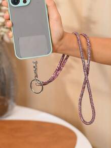 1pc Multi-Color Fashion Rhinestone Decorated Long Phone Lanyard, Keychain, Bag Pendant, Suitable As Valentine's Gift For Lovers, Friends, Compatible With All Phone Models Gifts For Mother, Family, Friends, Birthday, Holiday Phone Charm, Phone Chain