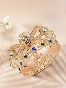 1pc Patterned Zinc Alloy Bohemian Bride Crown, Wedding Tiara Headdress For Women Adult Birthday Party - Gold - View 4