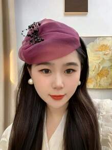 1件优雅欧根纱串珠宽发箍，波西米亚风格头饰，女士可遮盖白发，适合日常、派对、婚礼等场合，发箍，发圈，发饰，头饰 - 彩色 - 查看 6