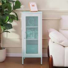 With Mesh Doors - 42'' Tall Narrow Organizer Tower, Compact Freestanding Cabinet, Versatile Utility Storage For Home, Office, Bedroom, Or Kitchen, Durable And Modern Design