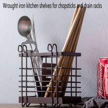 1pc Iron Art Kitchen Utensil Holder & Chopstick Drainer Rack - Multicolor - View 1