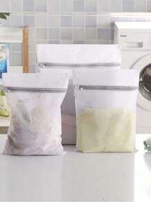 Large-Size Fine Mesh Laundry Bags, High-Quality Zipper Polyester Delicate Laundry Bags, Suitable For Storage And Dorm Use, Multi-Size Travel Storage Bags Travel Essentials Travel Accessories Travel Must Haves - White - View 10