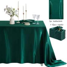 缎面桌布套装，1 块桌布 + 6 块餐巾，矩形缎面桌布，表面光亮光滑，婚宴宴会桌装饰 - 彩色 - 查看 13