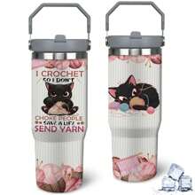 Crochet Lover Gifts - 30oz Tumbler With Handle, "I Crochet So I Don't Choke People" Design, Funny Crochet Gifts For Birthday, Easter Gift Cup