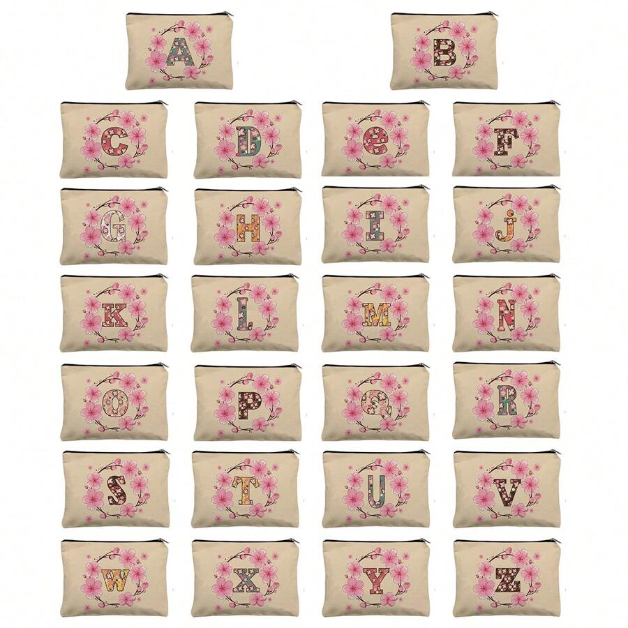 1 Pc Cosmetic Bag Makeup Bags Wallet Name Initials A-Z Letter Pattern Toiletry Organizer Pouch Wash Bag Zipper Phone Purse Pencil Pouch Clutch Bag Teacher Gifts Travel Essentials For Women Girl Gift For For Makeup Tools Makeup Brushes Storage Makeup Organizer Make Up Organizer Makeup Storage Makeup Pouch Make Up Pouch