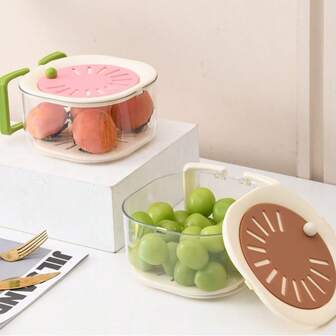 1 件装二合一厨房滤锅和碗套装 - 多功能水果蔬菜清洗篮，带滤网、盖子和