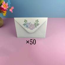 10/20/50 件优雅简约清新白色信封，带有牡丹和紫藤花卉图案，高端卡片，明信片，学校邀请函 - 彩色 - 查看 14