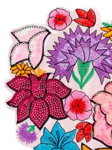 1pc Red Heart Flower Patch, Polyester Fabric Embroidery Applique, Versatile For Clothing, Shoes, Accessories - Multicolor - View 3