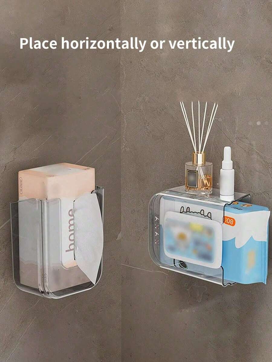 1pc Wet Wipe Storage Box, Wall Mounted Towel Rack, Suitable For Living Room, Kitchen, Bathroom & Toilet - Multicolor - View 1