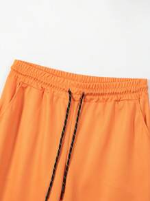 Bộ 2 áo thun polo tay ngắn và quần short nam, áo thun polo tay ngắn in hình lá 3D + quần short, trang phục dạo phố và bãi biển mùa hè, trang phục ấm áp - trái cam - Xem 7