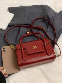 Neue Herbst- und Winter Handtasche in einfarbiger Nischenkonstruktion, modisches Buchstabendesign, vielseitig einsetzbare Umhängetasche, klassisches stimmungsvoller Design, verstellbarer Schultergurt, passend für Dates, Ausgehen, Einkaufen und den Pendlerverkehr. - Rot - Übersicht 9