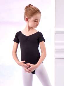 E.DANCE Body de ballet para niña, body de danza para niña, malla transpirable, apto para ballet y gimnasia - Negro - Ver 5