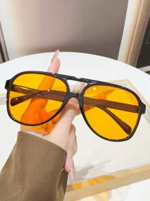 70s Retro European & American Style Double Bridge Fashion Fashion Glasses, Unisex Couples For Summer Beach Vacation,Outdoor,Travel - Multicolor - View 5