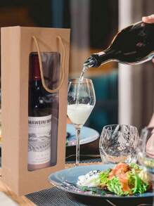 10pcs/1pc Brown Reusable Wine Bottle Gift Bags With Clear Window, Suitable For Wedding, Holiday, Birthday (Brown)