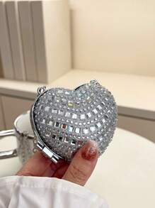 1PC Girls Mini Messenger Bag, Fashion Diamond Handmade Bag Messenger Bag New European And American Retro Popular Lipstick Bag Love Messenger Bag, Suitable For Middle School Students And Teenagers, Going Out Shopping, Travel Daily Match, Suitable For Shopping Daily Use. - Multicolor - View 4