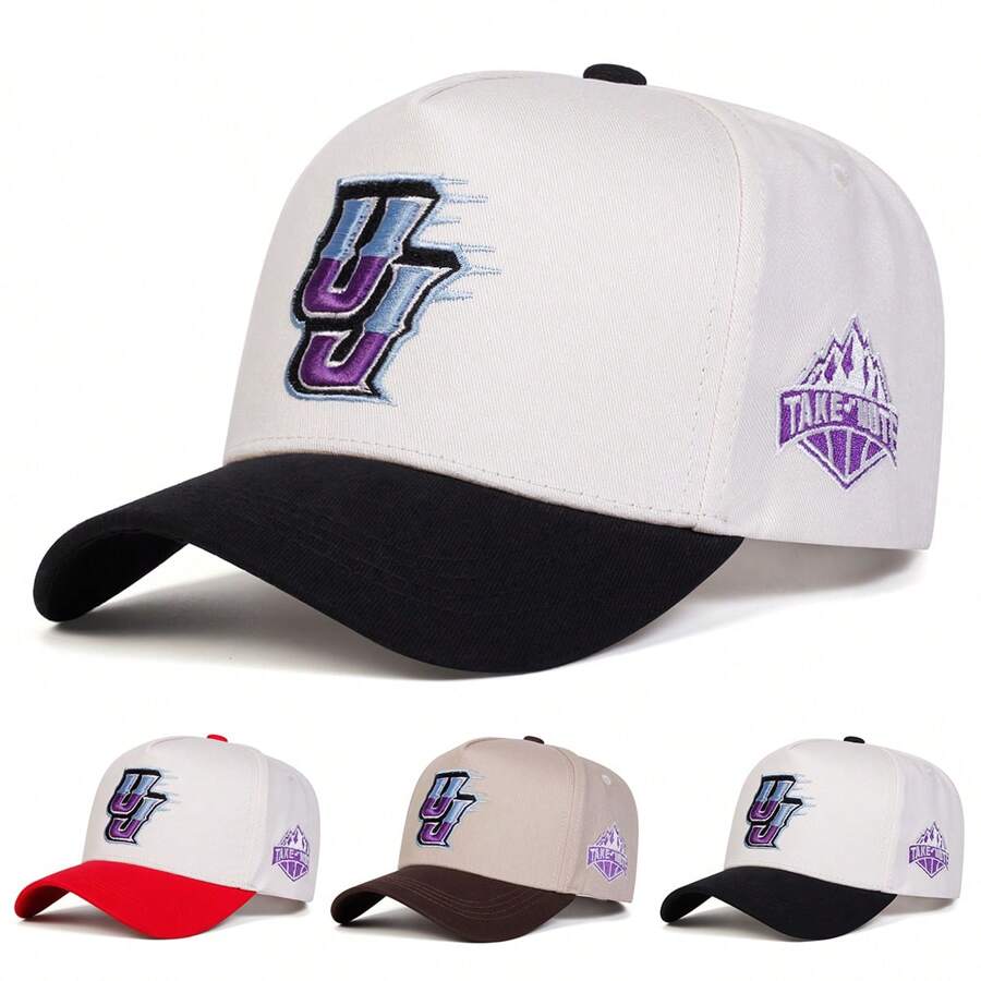 1pc Men's Letter Embroidered Adjustable Baseball Cap, 5-Panel Fashionable Hat For Outdoor Sun Protection, Casual Wear, Spring/Autumn Travel - Multicolor - View 1