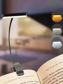1pc/2pcs Adjustable Brightness & Color Temperature Clip-On Reading Light, Flexible & Portable For Bedside, Bedroom, Book Reading, Available In Black, White, Pink
