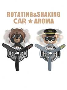 1 PIEZA Ambientador de coche con hélice giratoria que se mueve con el viento, divertido oso piloto, perro husky de dibujos animados, difusor de aromaterapia, ventilador, accesorio de decoración interior para coche, regalo imprescindible para hombres, conductor, aroma fresco