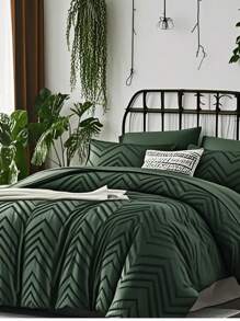 7 Pieces(Queen /King) Bed In A Bag Comforter Set, Twin(5 Pieces), Stylish Solid Comforter, Soft Microfiber, Comfortable And Warm, Cloud-Like Soft Bedding Set, Bedroom Decor For Spring/Summer/Autumn/Winter,Ideal Gift - Màu xanh lá cây đậm - Xem 1