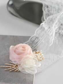 2 件花卉印花波西米亚涤纶胸花腕花套装，适合所有季节，新娘腕花和新郎胸花，适合婚礼 - 彩色 - 查看 5