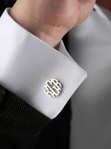 Personalisierte runde verschränkte Buchstaben Manschettenknöpfe, individuell mit 1-3 Buchstaben beschriftet, Edelstahl mit Platin-/Goldbeschichtung, Accessoire für Herrenanzug Hemd, geeignet für Hochzeit, Schmuck, Geschenk für Vater, Sohn, Freund - 1 Paar