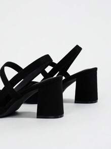 Giày sandal cao gót kín mũi cỡ lớn dành cho nữ, gót trung bình, mũi nhọn, quai đơn, gót dày, thích hợp cho mùa xuân và hè. - màu đen - Xem 6