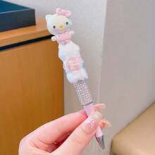Sanrio Neutral Pen: Hello Kitty Cartoon Crystal Rhinestone Ball Pen, My Melody Cute Plush Sparkling Automatic Pencil, Kuromi Fantasy Anime Theme Rotary Pen, Pochacco 0.5mm Planner Pen, Cinnamoroll Kawaii Writing Pen, Rollerball Pens, School Stationery Essential