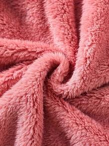 Girls Winter Plush Solid Color Hooded Button Waist Design Girls Jacket Coat.
