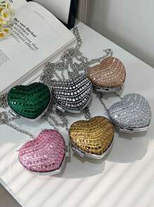 1PC Girls Mini Messenger Bag, Fashion Diamond Handmade Bag Messenger Bag New European And American Retro Popular Lipstick Bag Love Messenger Bag, Suitable For Middle School Students And Teenagers, Going Out Shopping, Travel Daily Match, Suitable For Shopping Daily Use. - Multicolor - View 1