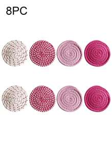 Juego de 4/8 posavasos tejidos, individuales redondos tejidos, manteles aislantes, posavasos hechos a mano con bandeja, juego de posavasos absorbentes, estilo bohemio (sin estante), manteles aislantes, salvamanteles para el hogar resistentes al escalado