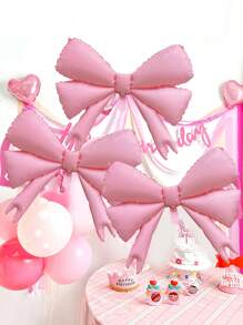 1/3 Unidades Globos con lazo rosa, decoraciones de fiesta con lazo rosa para decoración de cumpleaños rosa, globos gigantes de lámina para decoración de boda, compromiso, despedida de soltera