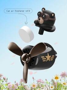 Wind Rotating Propeller Cool Fun Bear Pilot Car Air Fresheners Cartoon Dog Husky Vehicle Air-Conditioning Vent Clip Perfume Airplane Automotive Fragrance Diffuser Aromatherapy Ornaments Fan Aroma Pendant Windmill Outlet Interior Accsesories Decorations For Men Scent Flavor Fresh Smell Gifts Birthday Graduation