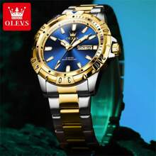 OLEVS Original Luxusmarken-Uhr für Herren, wasserdicht, Edelstahl, klassisch-Lässig, Quarz-Armbanduhr, Business-Datum-Woche, Herren-Uhr, Geschenk