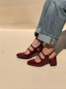 ZAPATOS ESTILO MARY JANE - Burdeos - Ver 2