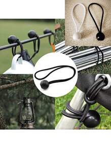 10pcs Black Plastic Ball Cord, Outdoor Tent Rope, Trampoline, Hammock, Beach Net Elastic Rope, Multi-Purpose Tie Strap