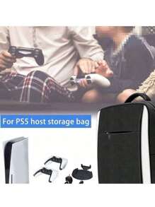 Mochila de juegos P/S/5, bolsa de transporte protectora compatible con la consola Playstation 5, bolsa de almacenamiento de juegos, múltiples bolsillos adecuados para discos/tarjetas de juego/portátil P/S/5, un regalo tecnológico, mochila para hombres - Blanco y negro - Ver 7