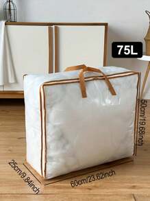 带拉链和手柄的超大 PVC 储物袋，用于搬家的耐用手提袋，用于被子、毯子和床上用品的节省空间的可折叠袋 - 白色 - 查看 6