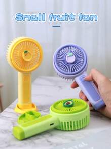AOYI 1pc 500mAh Rechargeable Lithium Battery Powered Portable Cartoon Fruit Handheld 3-Speed Adjustable Mini Fan With USB Charging Cable - Multicolor - View 2