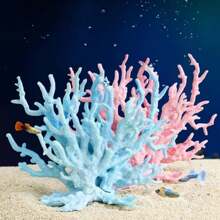 1pc Resin-Made Fish Tank Landscape Decor, Pink Simulated Soft Coral, Artificial Aquatic Grass, Fake Coral, Fish Tank Decoration For Saltwater Tank