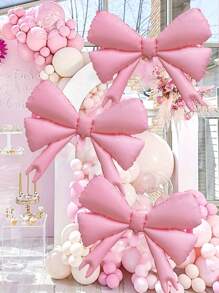 1/3 Unidades Globos con lazo rosa, decoraciones de fiesta con lazo rosa para decoración de cumpleaños rosa, globos gigantes de lámina para decoración de boda, compromiso, despedida de soltera