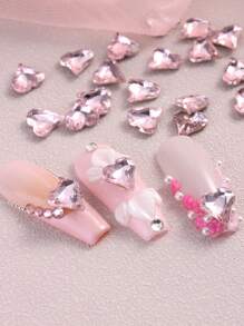 1Bag 3D Heart-Shaped Nail Art Rhinestones, Pink And White Off-Shaped Heart-Shaped Diamond Nails Gems, Valentine's Day Cute Y2K Charming Nail Art Decorations, DIY Nail Salon Accessories, Nail Supplies (One Bag Contains 20pcs/10pcs) - Multicolor - View 5
