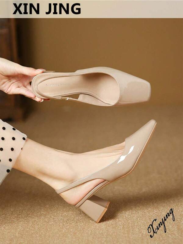 Fall/Winter New Chunky Heel Women Casual Slip-On Flats, Minimalist Style Commuting Work Shoes, Elegant