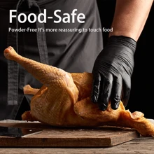 300pcs Vinyl Gloves - Latex-Free & Powder-Free Cleaning Food Gloves Hand Household Texture Box Comfortable Comfortable - 黑色 - 查看 2